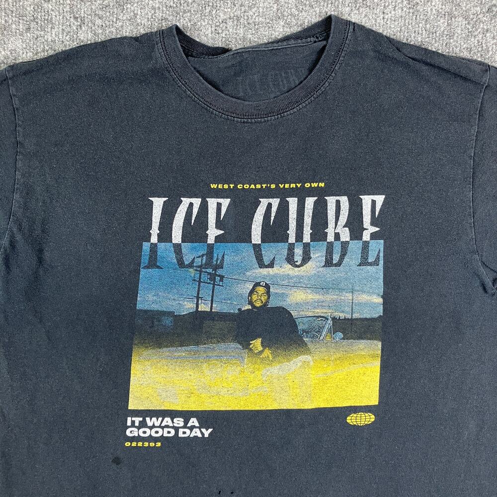 Ice Cube T-Shirt Mens Size Small Black Graphic Rap Tee It Was a Good Day Flawed